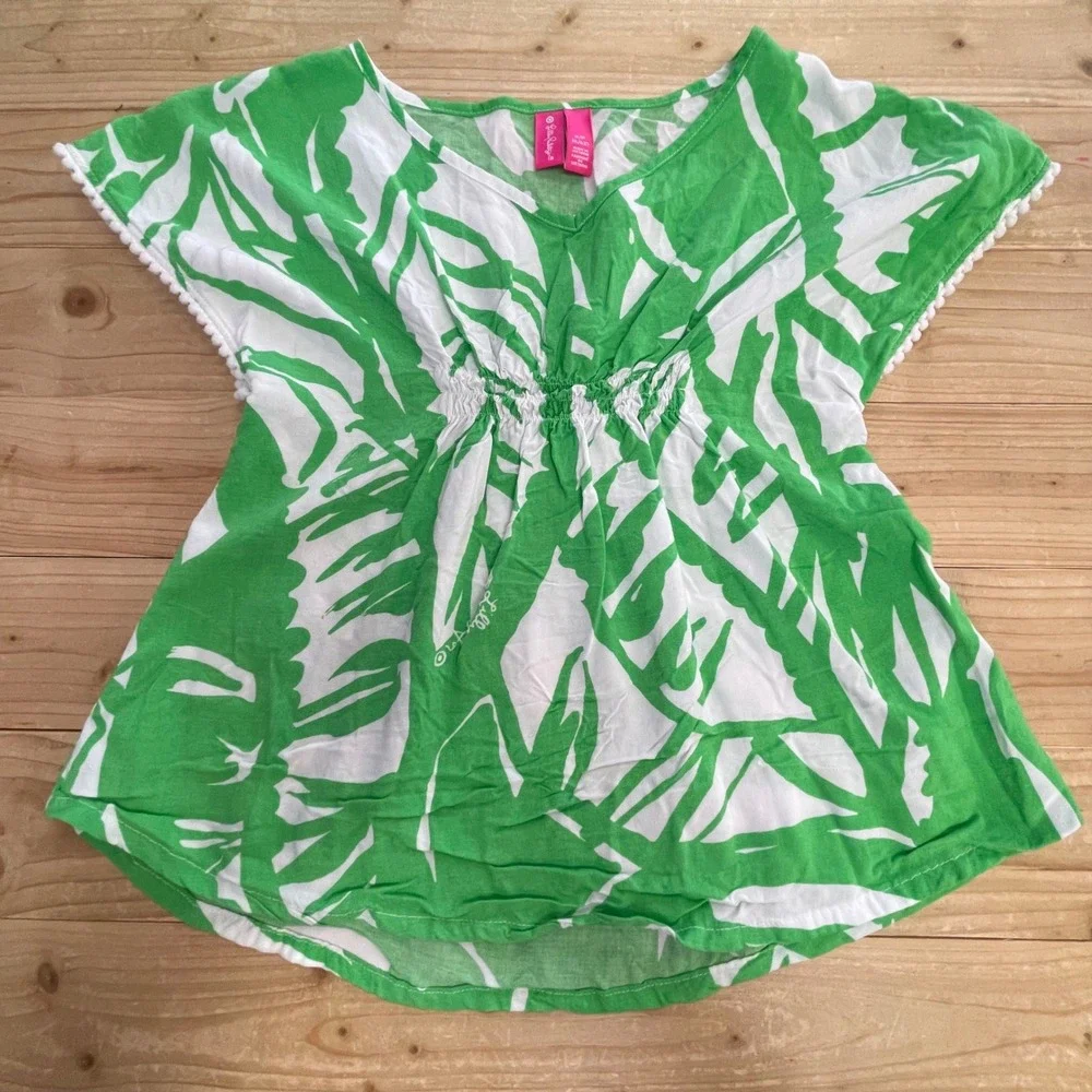 Lilly Pulitzer for Target Girls Green White Palm Cover-Up‎ Size S (6/6X)